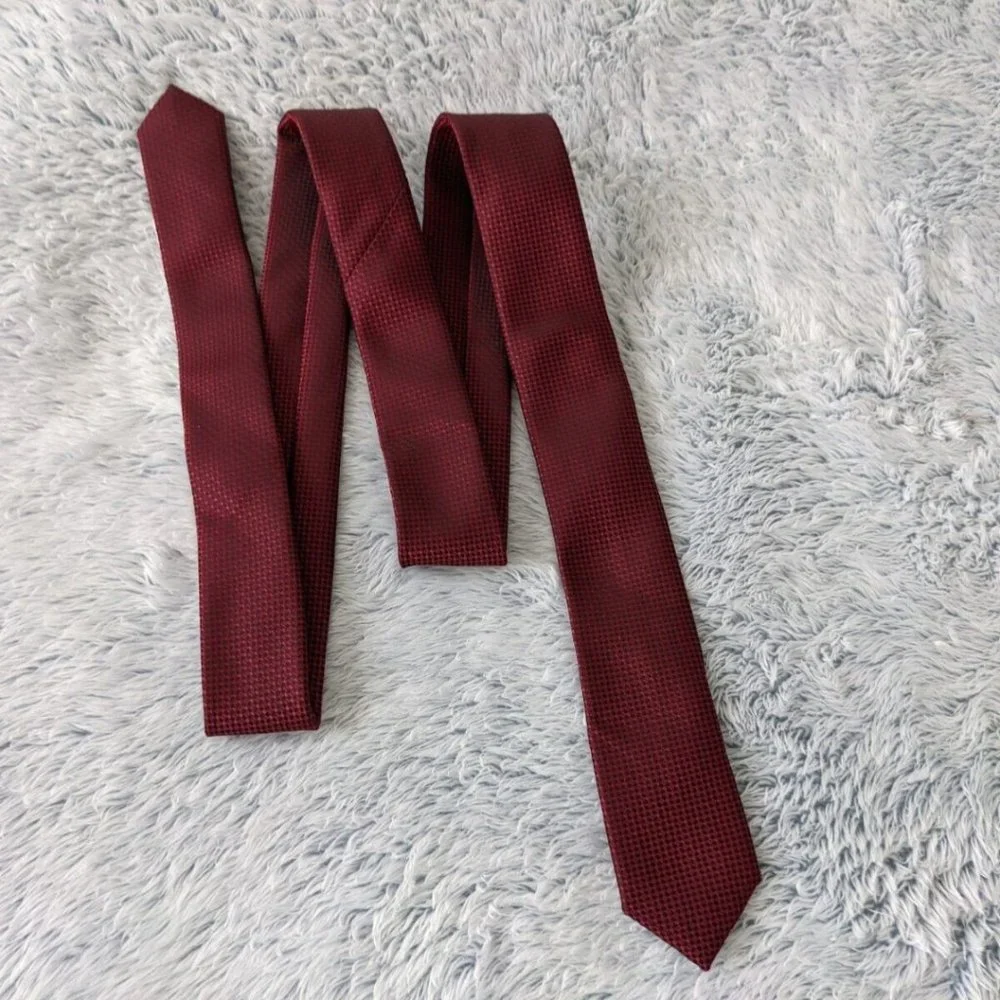 2 Zara Boy Accessories Bundle Dressy Jacquard Slim Red Tie + Plaid Bow Tie NEW